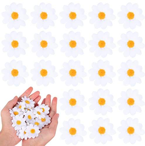 Artibetter 100 Stücke Künstliche Gänseblümchen Seide Künstliche Gänseblümchenköpfe Gänseblümchen Blumen Kopf Weiß Künstliche Gerbera Gefälschte Blumenköpfe Für Hochzeitsfest