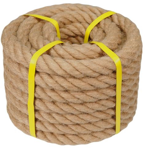 Verdrehtes Manila-Seil, 2,5 cm x 15,7 m, natürliches Juteseil, dickes Hanfseil für Hängematte, Docks, nautisch, Geländer, Dekorieren