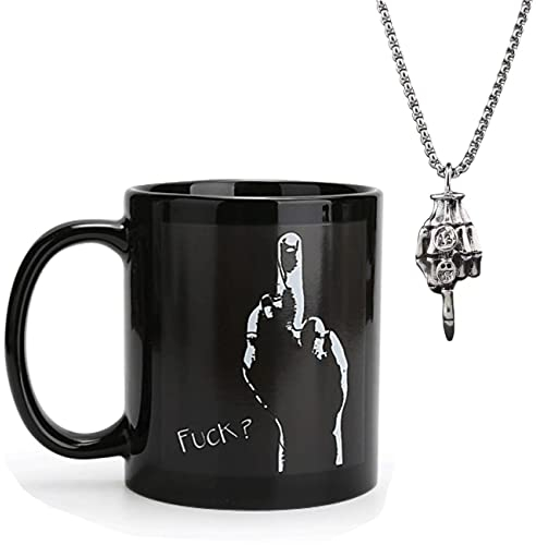 WODEJIAOBAO Tazza da caffè in ceramica con dito medio, con 1 ciondolo a forma di dito centrale.