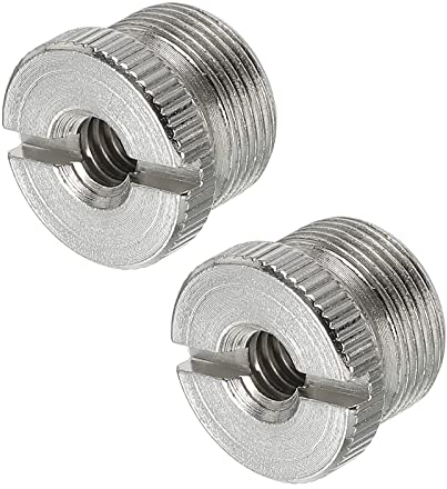 PATIKIL 2Pack Mikrofonstativ Adapter 1/4 Buchse an 5/8 Stecker Eisen Mik Schraube Adapter für Mikrofon Stativständer Silber