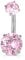 COOLSTEELANDBEYOND Nombril Anneau Piercing Bijoux de Corps Barbells Acier Chirurgical avec Doubles Rose Zircone Cubique