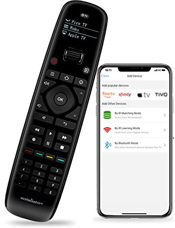SofaBaton U2 Telecomando universale con app per smartphone, a lungo raggio, telecomando universale tutto in uno, compatibile con Smart TV/DVD/STB/proiettore/lettori streaming/Blu-ray, nero