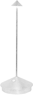 Zafferano, Pina Pro Lampe mit Silberfarbenes Blatt, Wiederaufladbar und Kabellos mit Touch Control, Geeignet für den Innenbereich, Dimmer, 2700 K, Höhe 29 cm