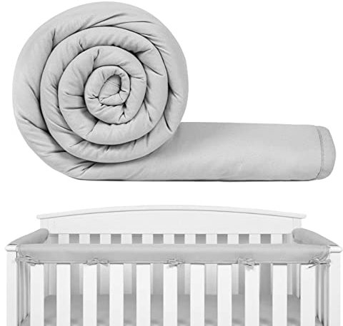Parachoques Para Cuna De 3 Uds. Protector De Cubierta De Riel Para Cuna De Bebé Para Masticar Cuna Protector De DenticióN Envoltura De Riel De Cuna Acolchada Para Rieles Frontales Laterales Gris