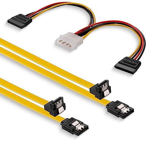 sonero® jeu de câbles de données SATA III 6Gb/s, 2x 0,50m, coudé + 2x 0,50m, jaune