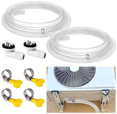 Ucandy 10ft Universal Air Conditioner Drain Hose, 2 Pack AC Drain Hose Elbow Fitting(3/5 inch),Window Air Conditioner Drain Kit for Window AC and Mini Split Units