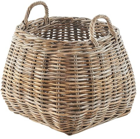 Kobolo Dekokorb Aufbewahrungskorb Korb mit Henkeln aus Rattan in kubu grey