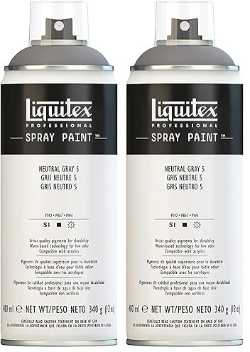 Liquitex Professional Peinture acrylique Aérosol 400 ml Gris Neutre 5 (Lot de 2)