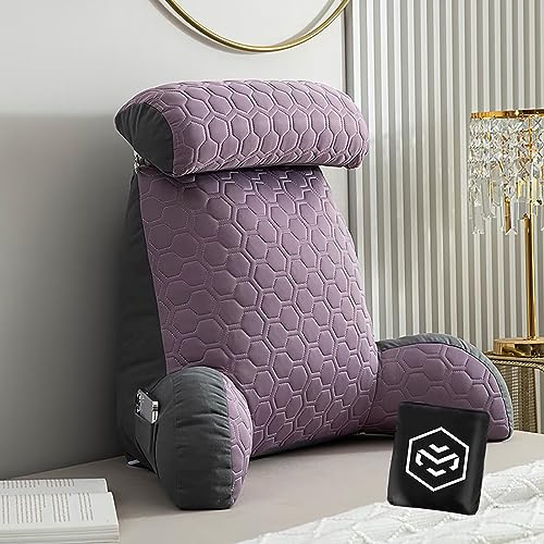 Lesekissen für Bett und Sofa mit Armlehnen | Rückenkissen | Rückenstütze mit Tragegriff | Bett Rückenlehne Lesekissen | Ideal als Rückenstütze für mehr Halt und Komfort von Rücken | Kopf und Nacken