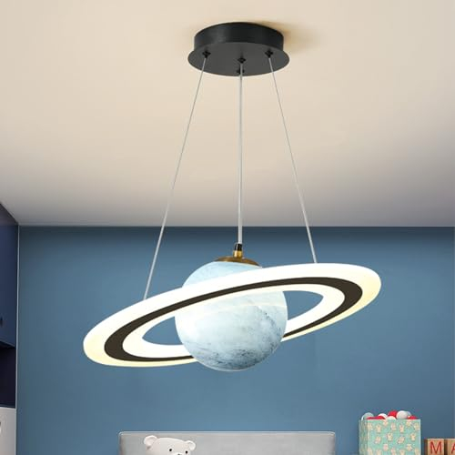 AHXIAOZN Kinderzimmer Hängelampe LED,Dimmbar Planet Kinderzimmerlampe,Schlafzimmer Dekorative Lampe für Kinder Junge Mädchen Deko Pendellampe Höhenverstellbar