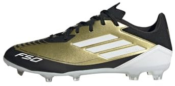 adidas Unisex F50 League Messi Football Boots Firm Ground Fußballschuhe, Gold Metallic/Cloud White/Core Black, 40 EU