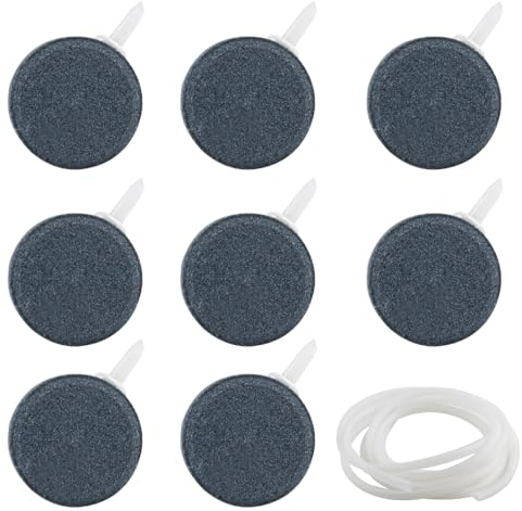 Zxglxinyao Aquarium Luftstein, 8 STK Aquarium Sauerstoff Stein, Sprudelstein für Teiche, Luftsteinscheibe Sprudler, Bubbles Sauerstoff Diffusor für Aquarien Fisch Tank Nano Luftpumpe, mit 2m Rohr