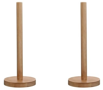 Premier Housewares Küchenrollenhalter, Rubberholz, H31 x W12 x D12cm (Packung mit 2)