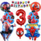 Oirigaga Geburtstagsdeko Luftballons Set, Geburtstag Ballons für 3 Jahre Jungen, Kindergeburtstag Party Deko Helium Balloons, Cartoon Anime Spidey Folienballons mit Happy Birthday Banner für Kinder