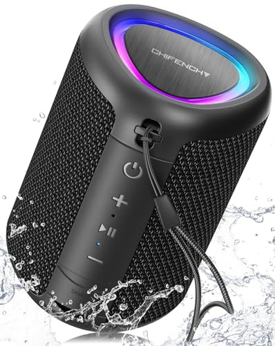 Portable Bluetooth Speaker Beach Essentials: Powerful Crystal Clear Sound/Dynamic Light/IPX5 Waterproof/All Day Playtime/Wireless BT 5.3/TWS Paring, Dad Gifts, Outdoor|Travel|Camping|Pool Accessories