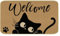 comfoyar Fußmatte Süße Schwarze Katze, Welcome Schmutzfangmatte Waschbar Fussmatte rutschfest Türmatte für Innen, Eingang, Läufer Flur, Eingang, 43 x 75 cm
