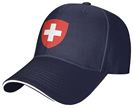 GeRRiT Wappen der Schweiz Entenzunge Klassische Baseballkappe – Herren Damen Sandwich Hut Schwarz, marineblau, One size