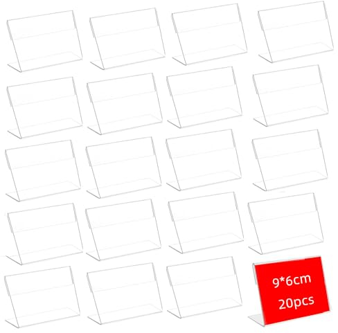 Acrylic 20 Pezzi Porta etichette trasparente,9 x 6 cm mini porta cartelli in acrilico prezzo nome etichetta stand prezzo prezzo biglietti tag