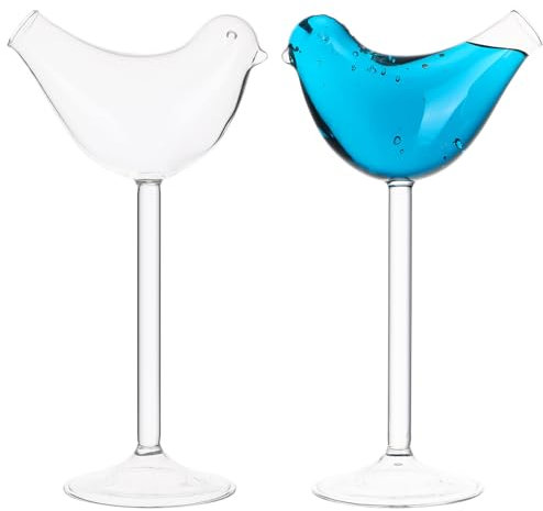 ABOOFAN 2 Stück Glas-Vogelgläser Trinkvogel-Förmiges Weinglas Klares Martini-Glas Becher Coupé-Glas Lustige Tassen 150 Ml