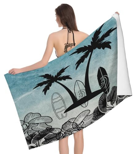 Mikrofaser Strandtuch Surfbrett 160x80 cm, 3D Cartoons Badetuch für Erwachsene Kinder Weiches Leicht Handtuch Schnelltrocknend Sandfreies Strandhandtuch