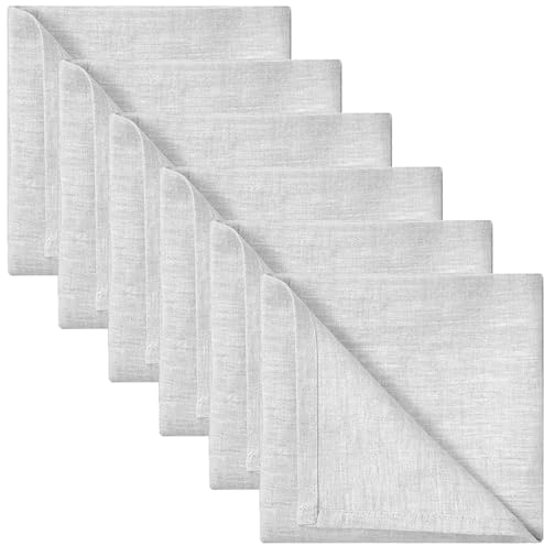 Kocusu 6 Stück Stoffservietten Beige 40 x 40 cm,Leinenservietten Wiederverwendbar,Servietten Stoff,Stoffservietten Leinen,Abwaschbare Servietten für Geburtstag Party,Restaurant,Cafe,Weiß