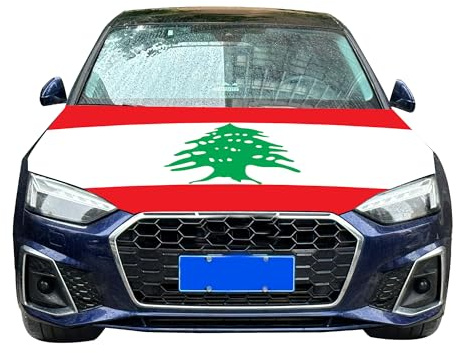 Libanon-Flagge, Autohaubenabdeckung, 1,2 x 152 cm, elastische Stoffe, kann gewaschen werden, für Motorhaube, Banner, Flagge für Dekoration, Veranstaltungsartikel