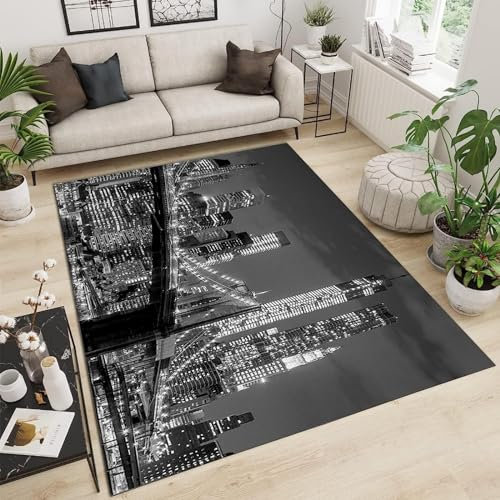 3D Teppich Moderne Stadt New York City Fläche Teppiche Stereo Vision rutschfeste Bodenmatte Türmatte rutschfest Für Wohnzimmer Esszimmer Schlafzimmer Zuhause Dekor, 180 X 280 cm - Leicht Zu R -9C6G1T