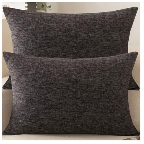 RTSFKFS Kissenbezüge 50x70 Kissenbezug,2er Set Sofa Kissenhülle Für Dekokissen Bezug Leinen 40x60, Zierkissenbezug Dekorative Zierkissen Kissen Bezug Vielseitig Einsetzbar(Dark Grey,50x70 cm 2pcs)