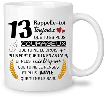 Yufansd 13 Ans Anniversaire Mug Tasse pour Homme/Femme Cadeaux d'anniversaire Souvenir/Cadeau pour 13ème-Fille Fils Maman Papa Grands-parents Tante Oncle Nounou Marraine Parrain Anniversaire (13)