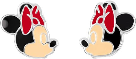 Disney Sterling Silber Kissing Minnie Mouse Emaille Ohrstecker für Mädchen
