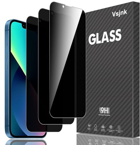 Vsjnk Anti-Spähen Sichtschutz für iPhone 13/13 Pro/14 mit 3 Stück Privatsphäre Tempered Glass Folie 9H Panzer Schutz Glas HD Displayschutzfolie,kompatible mit iPhone 13