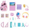 Veesper 18Pieces Mini School Supplies Dollhouse, Including Tiny Backpack, Mini Laptop, Desk lamp, Stationery, Globe, Glasses, Headphones Doll House Accessories Set