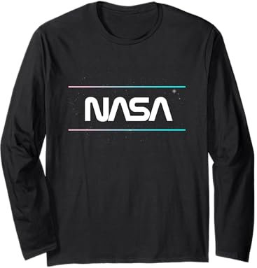 NASA Logo with Stars & Gradient Stripes Pullover Hoodie Long Sleeve T-Shirt