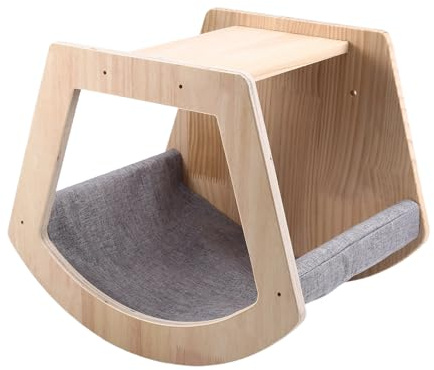 Wouueso Kletterwand-Plattform Aus für Katzen, Trapezförmiges Katzenbett, Trainingszubehör