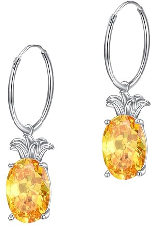 JERWLI Ananas Ohrringe für Frauen 925 Sterling Silber Frucht Tropische Hawaii-Ohrringe Ananas Schmuck Geschenke für Frauen
