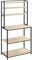 WOLTU Estantes de Cocina de 6 Niveles, Estanteria Almacenaje con 6 Ganchos, Organizador Cocina, Mueble para Microondas, Metal + Madera, 80x40x167 cm, Roble Claro+Negro