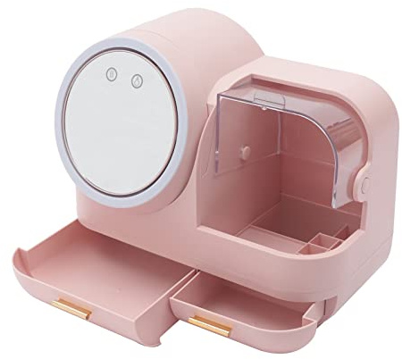 Boîte de rangement de maquillage portable USB - Avec lumière et étanche à la poussière - Ventilateur intégré - Pour modèles, célébrités, étudiants, employés de bureau (rose), Rose, 31*22*37.5cm/12.2