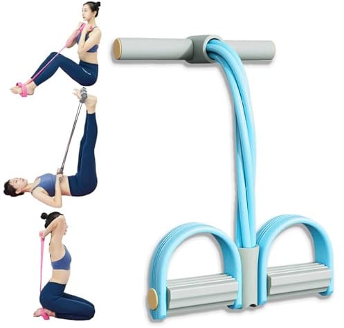 Aimierbuy Stirrup Puller, 21 Fitness Resistance Bands-4 Tube Pedal Ankle Puller, Foot Pedal Resistance Band, Stirrup Pullers, Multifunction Tension Rope for Abdomen/Waist/Arm/Leg (Blue)