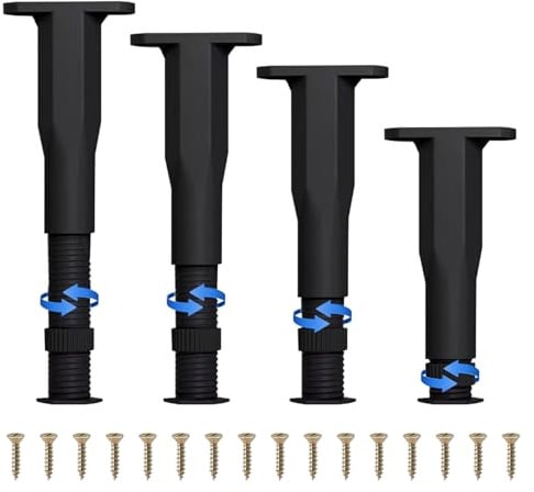 OTCOY Möbelfüße Verstellbar 4 Stück, 13-22 cm Verstellbereich, Stabile Kunststoff-Füße mit Metallgewinde & Montageschrauben, für Bett, Sofa, TV-Schrank, Nachttisch und Regal