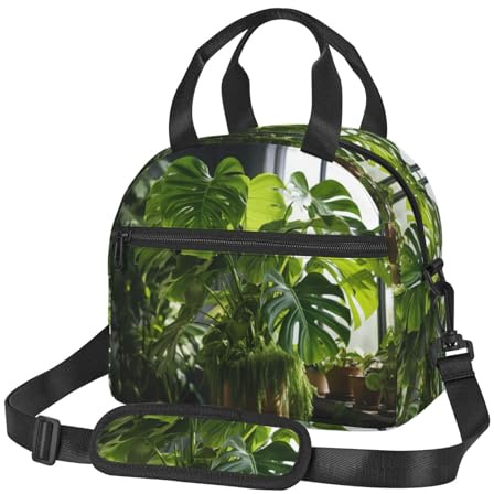 MGGAklp Monstera Deliciosa Banana Palm Print Lunch Tote Bag Riutilizzabile Cooler Lunch Box Tracolla per Lavoro Picnic