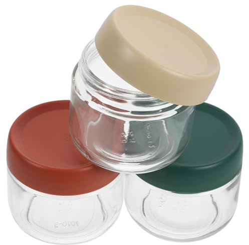 Babynahrungs Aufbewahrungsbehälter aus Glas mit Deckel 280ml | Stapelbar, 3 Stück-pack, Glas und Pp, zur Geordneten Aufbewahrung von Brei, Joghurt oder Snacks Zufällige Farbe