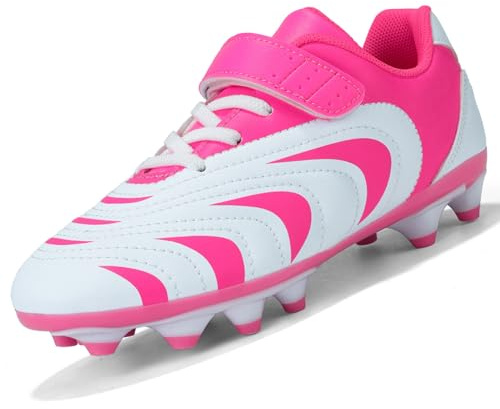 Unitysow Botas de Fútbol Niño Zapatillas Futbol Tacos Adolescentes Profesional Deporte Césped Zapatos de Entrenamiento Calzado Futbol Multitacos,Rosa,38 EU