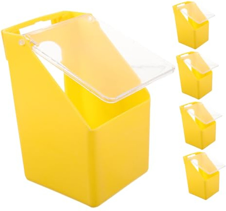 MUELODSIC 5pcs Plastic Pigeon Hanging Feeder with Lid for Cage Birds Food Water and Grit Container Space-saving Vertical Mount Design for Parakeet Quail Poultry Indoor Use