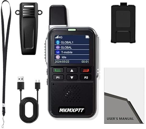 MKMXPTT Radio Walkie Talkie 4G LTE WiFi y Bluetooth Batería 6000mAh GPS Puerto Type-C Sonido HD Comunicación Global Compatible con Android y Zello