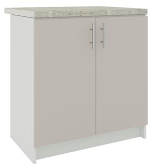JD Greta Fixed Height 800mm Kitchen Sink Base Cabinet Floor Unit with 38mm Worktop – Cashmere Matt