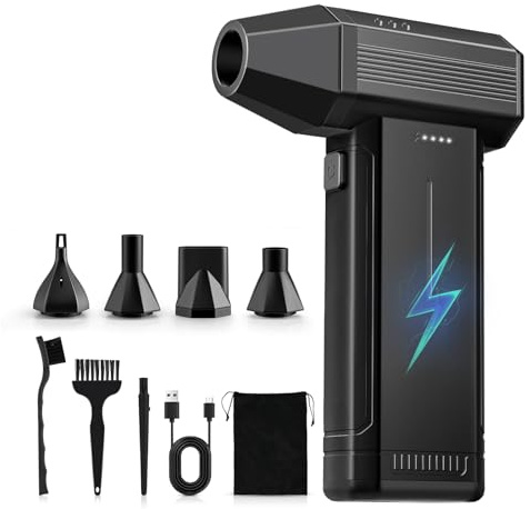 GARAID 150000RPM Electric Compressed Air Cleaner for PC with LED Light | 3 Gear Adjustable, USB Rechargeable, 6000mAh battery, Brushless Motor, Cordless, Reusable Design, for House PC Keyboard Car