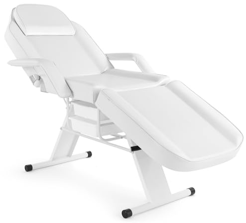 Bonnlo Table de Massage Pliante Professionnelle, lit D'esthéticienne, Table Esthetique Professionnel Faciale Polyvalente pour équipement de Salon de Beauté Spa Coiffeur (Blanc, avec Tiroirs)