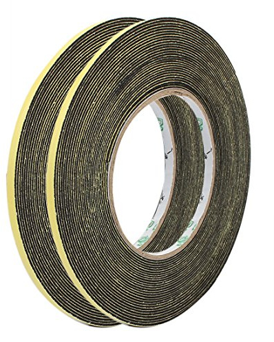 sourcingmap 2Pcs 5mm Width 1mm Thickness Single Side Sponge Foam Tape Black 10 Meter Length