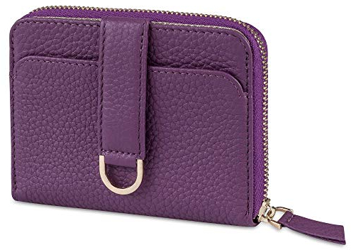 Vaultskin Portemonnaie für Damen mit Reißverschluss - RFID Geldbörse mit Kartenfächern & Münzfach, Kleiner Geldbeutel Damen für Kreditkarten und Scheine (Violett, BELGRAVIA)