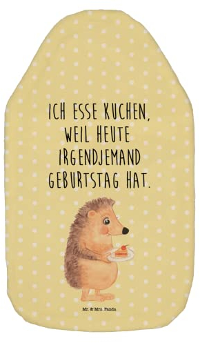Mr. & Mrs. Panda Wärmflasche Igel Kuchenstück - Geschenk, Wärmflasche mit Bezug, lustige Sprüche, Einladung Party, Backen Geschenk, Gute Laune,